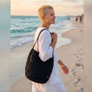 Black Woven Shoulder Bag